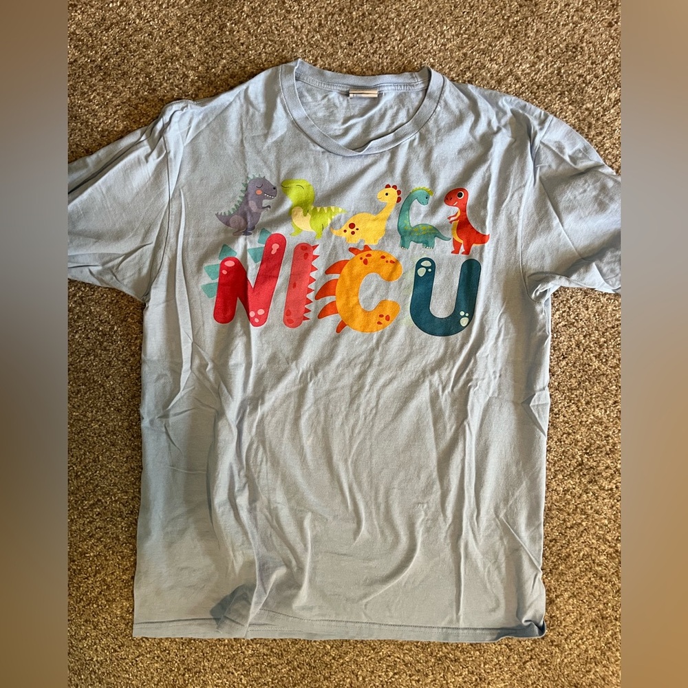 M light blue NICU nurse t shirt